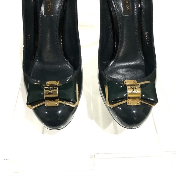 Authentic Louis Vuitton Pin Up Style Round Toe with Bow Pumps Heels Rare - Picture 5 of 17